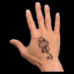 Input image: hand with a tattoo